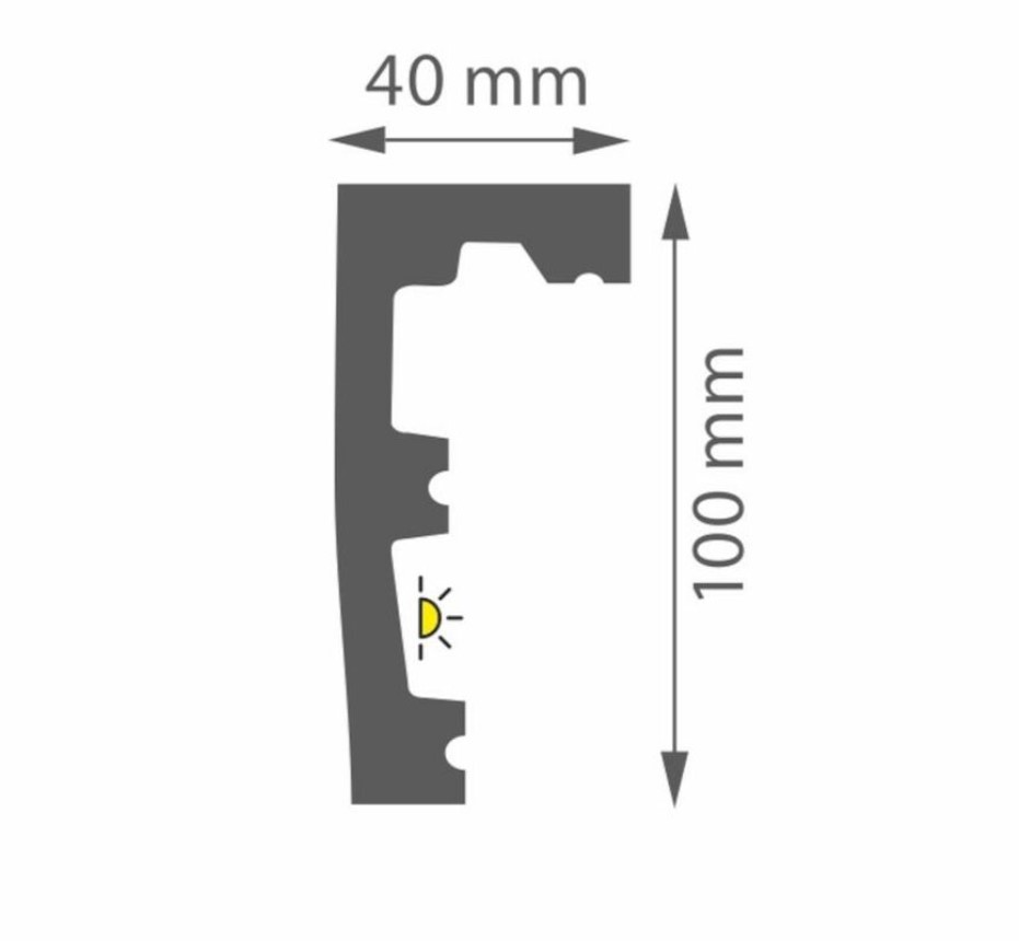 LK 1 wymiary Listwa karniszowa LK 1 do LED z polimeru 10 x 200 cm DMS