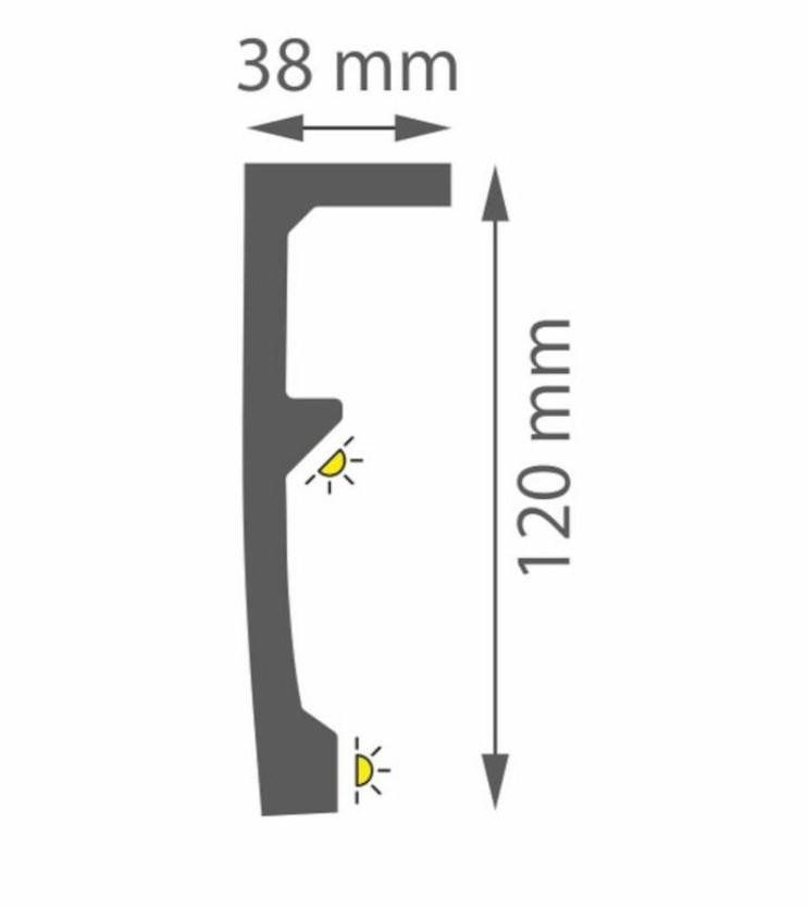 lk 2 wymiary Listwa karniszowa LK 2 do LED z polimeru 12 x 200 cm DMS