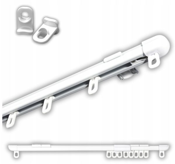 Karnisz Szyna Sufitowa Aluminiowa Teleskopowa 205-390 cm Biała Rozsuwana