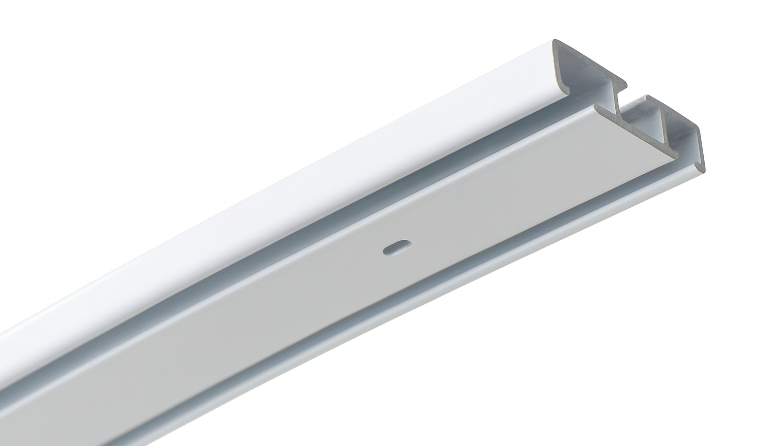 Szyna sufitowa aluminiowa biała podwójna 150 cm z otworami montażowymi