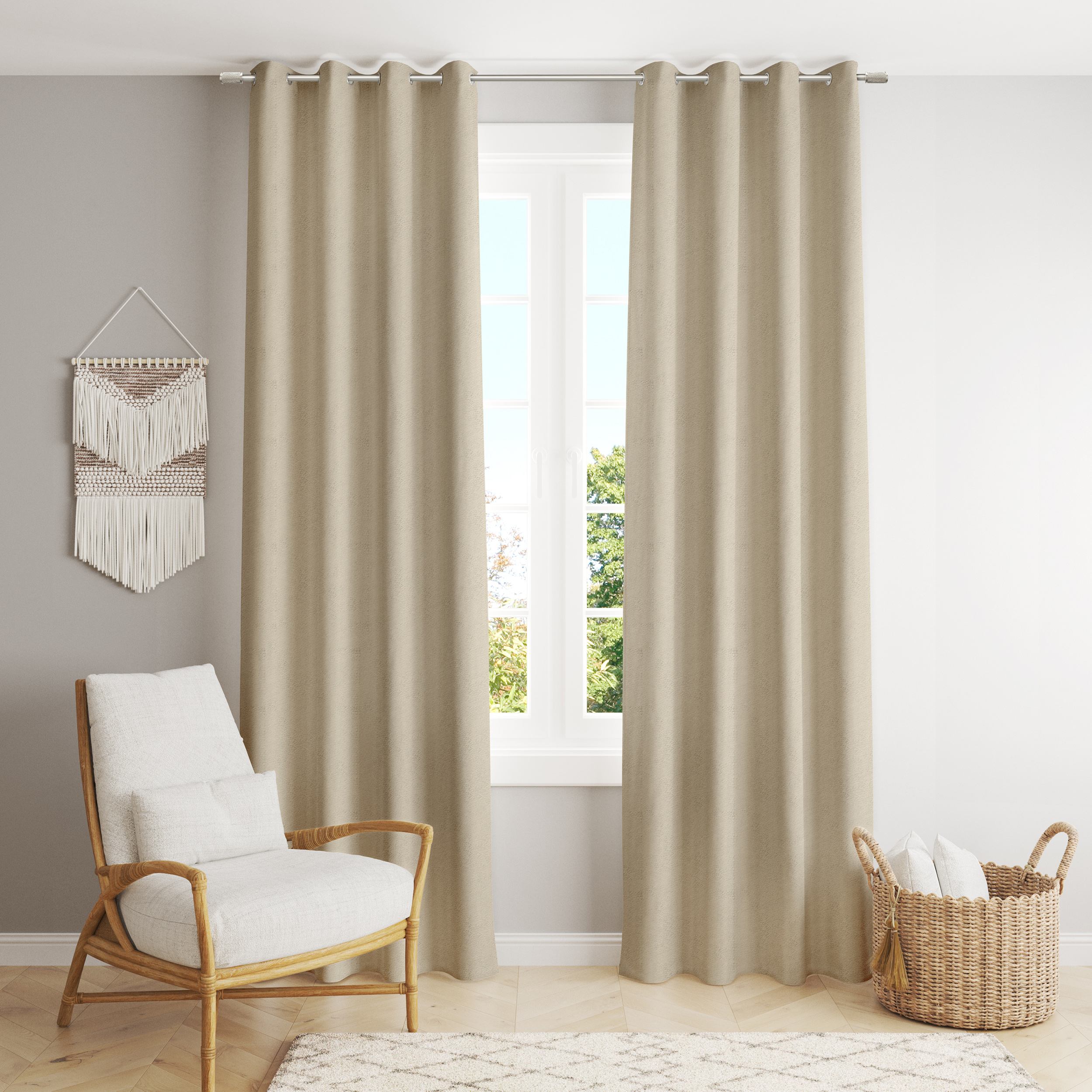 Zasłona welurowa 140x250 cm na przelotkach KREMOWA